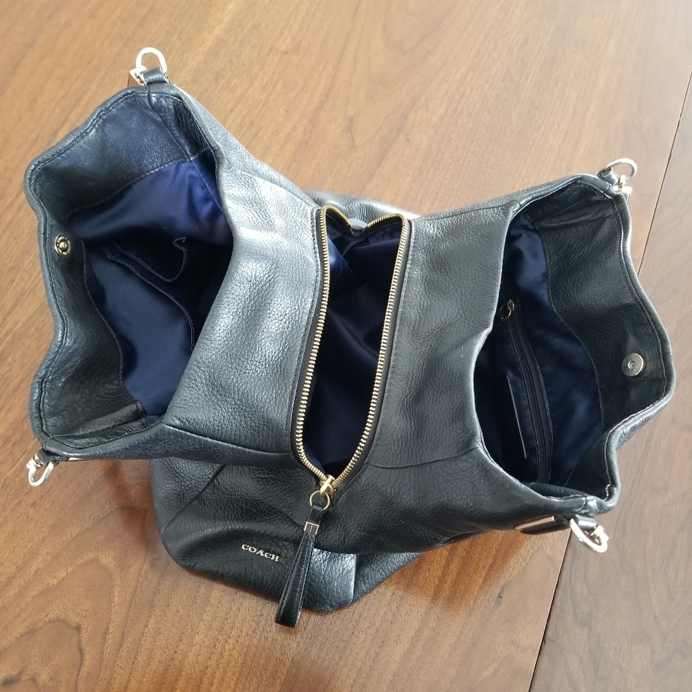 COACH Madison Phoebe 26224 Black Pebbled Leather Handbag Purse - Picture 14 of 16